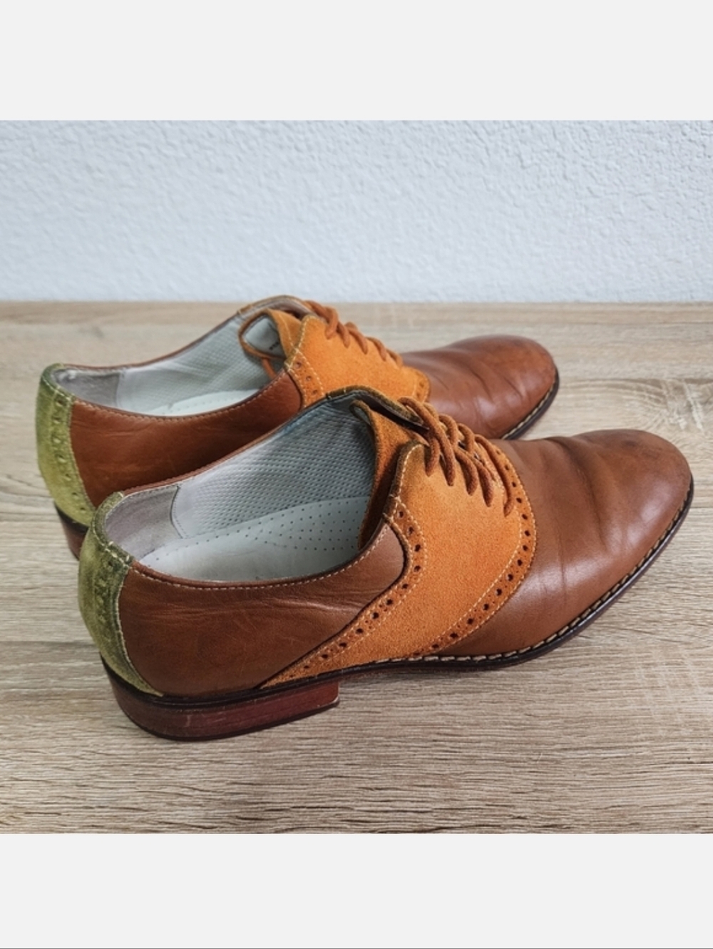 COLE HAAN Saddle Brown Two Tone Oxford Men's Lace Up Shoe 9M